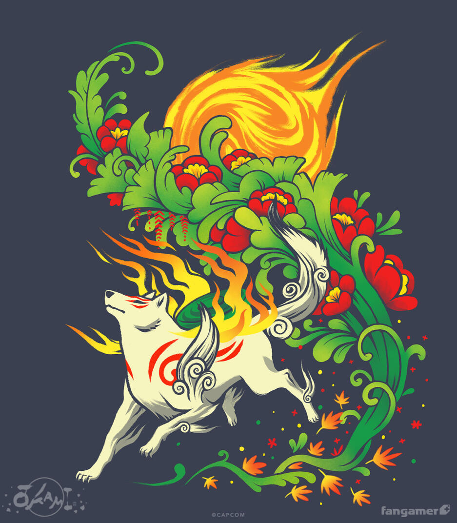 "Divine Path", an Okami shirt design for Capcom